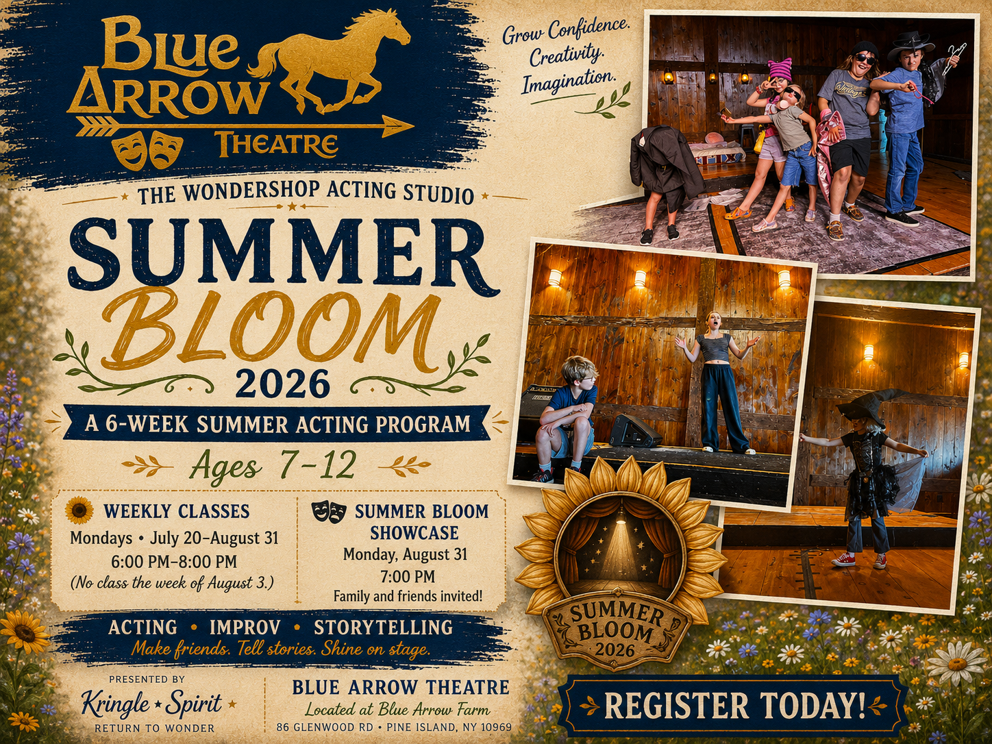 Weekly Acting & Improv Classes at Blue Arrow Theatre. • Ends August 30 • Click here for tickets!